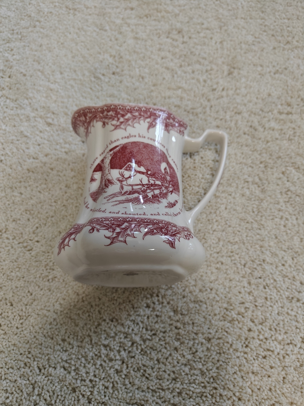 Johnson Brothers Red and White Holiday Ceramic Milk Jug
